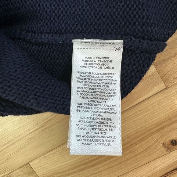 Polo Ralph Lauren Letterman Varsity Cardigan Mens Medium Blue P-Wing Cotton - Picture 5 of 5